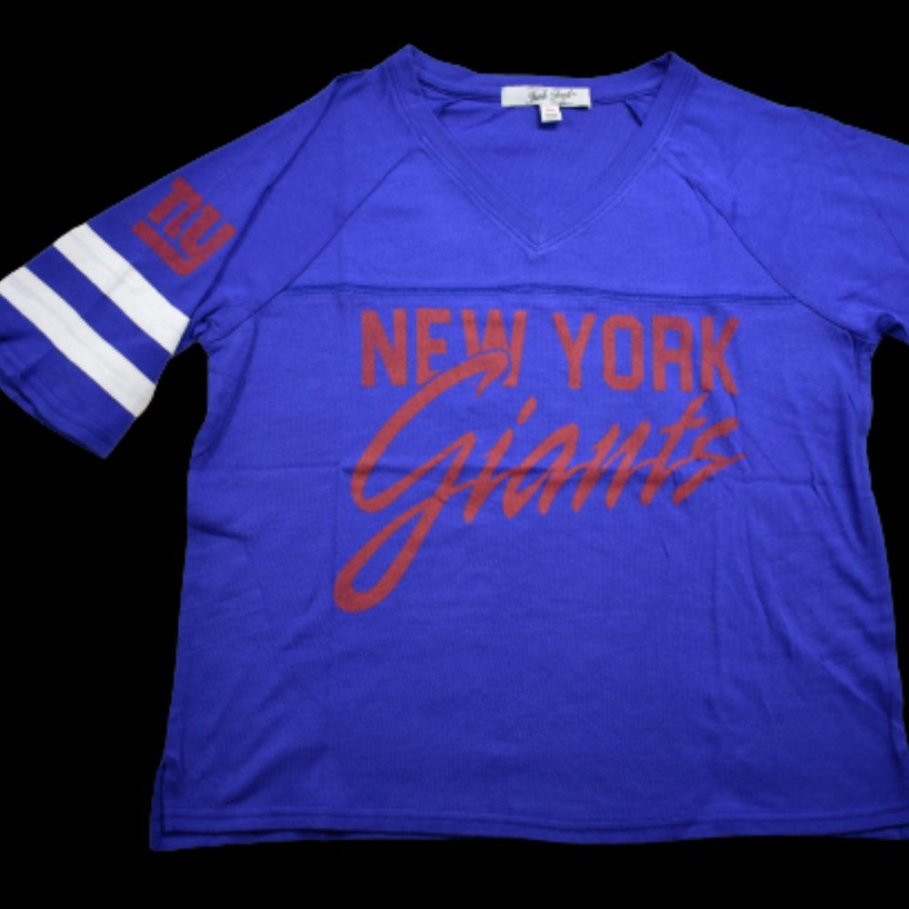 Junk Food Womens NFL New York Giants V-Neck Loose Fit Shirt New